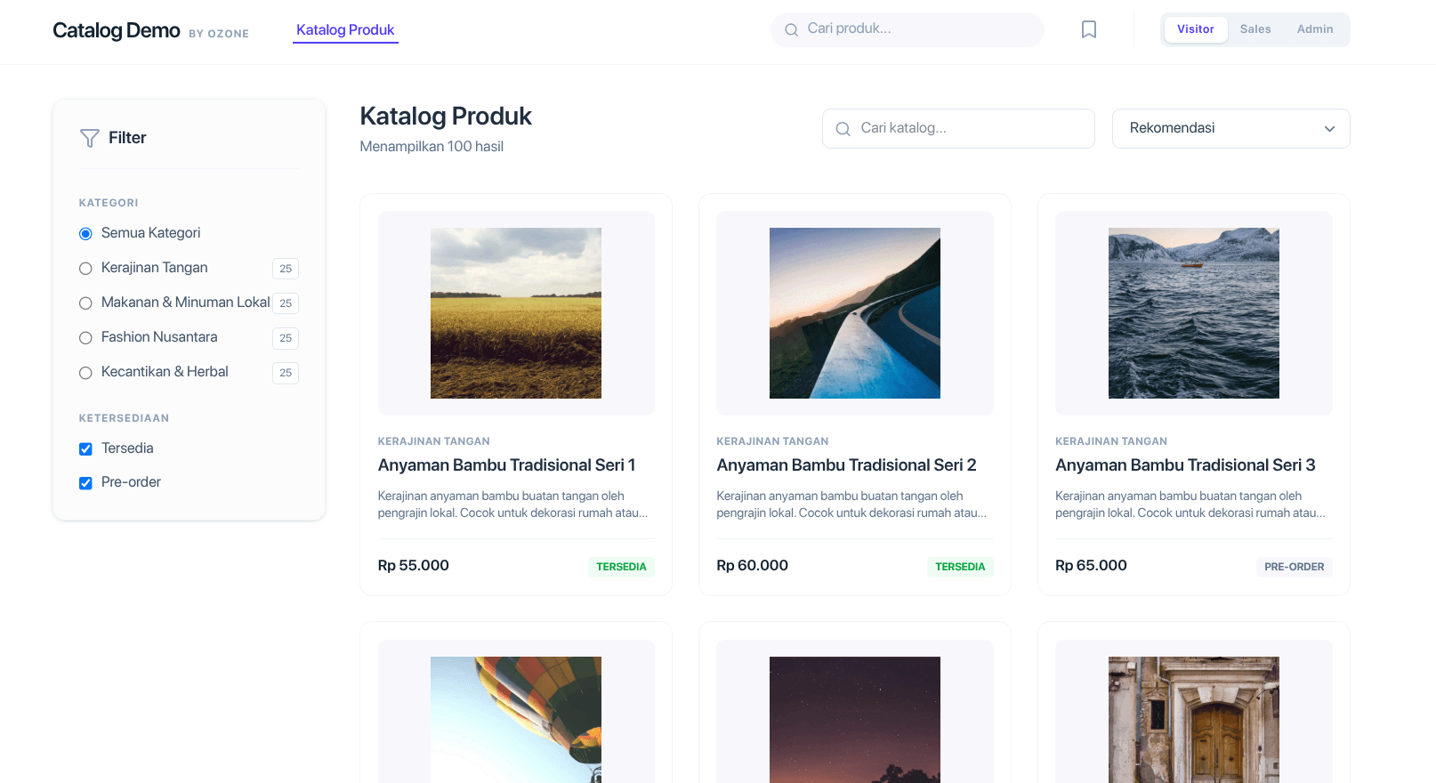 Desktop catalog grid