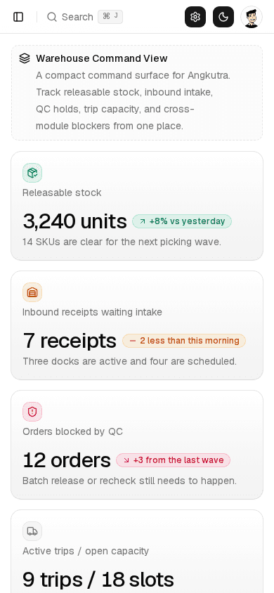 Angkutra mobile dashboard